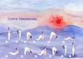 Surya Namaskara. Yoga poster for yoga class.