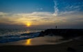 Suryanamaskar on beach Royalty Free Stock Photo