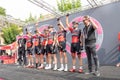 Susa, Italy, May 26, 2018 : the the team of BMC. Stage 20 of the