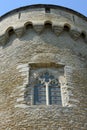 Close-up on a tower of a medieval monument in Morbihan in Brittany
