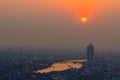 Suset and Chao Phraya River and City View , Bangkok in Thailand