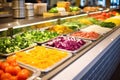 a sushi bar counter displaying fresh food Royalty Free Stock Photo