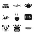 Sushi bar icons set, simple style Royalty Free Stock Photo