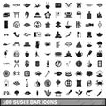 100 sushi bar icons set, simple style Royalty Free Stock Photo