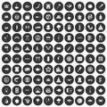 100 sushi bar icons set black circle Royalty Free Stock Photo