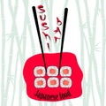 Sushi bar poster. Japanese food vector