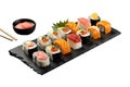 Sushi on black stone plate Royalty Free Stock Photo