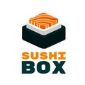 Sushi salmon Box japan food logo concept design