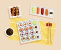 Sushi box on top view Royalty Free Stock Photo