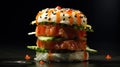 Sushi-burgers with salmon and cucumber: an unusual interpretation of a classic dish