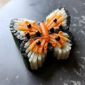 Sushi Butterfly Sculpture: Orange Rolls And Strawberries