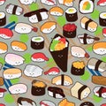 Sushi cartoon smile seamless Royalty Free Stock Photo