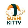 sushi cat kitten japan food logo design illustration