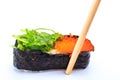 Sushi caviar and seaweed