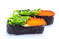 Sushi caviar and seaweed