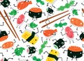 Sushi Characters Seamless Background