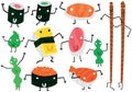 Sushi Characters Set with Faces, Arms and Legs