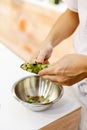 Sushi chef grating fresh Wasabi, Fresh wasabi root prepare for n Royalty Free Stock Photo