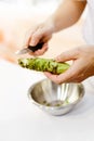 Sushi chef grating fresh Wasabi, Fresh wasabi root prepare for n Royalty Free Stock Photo