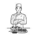 Sushi chef sketch vector illustration