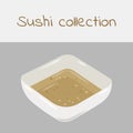 Sushi collection. Nut sauce. Multicolored art without a stroke. Vector.