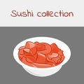 Sushi collection. Pickled ginger. Multicolored art without a stroke. Vector