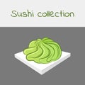 Sushi collection. Wasabi. Multicolored art without a stroke. Vector