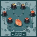 Sushi color isomeric concept icons