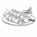 Sushi Coloring Page For Kids