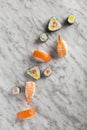 Sushi composition on marble background top view Royalty Free Stock Photo