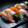Sushi Cuisine on Stone Plate Close-Up Royalty Free Stock Photo