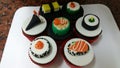 Sushi cupcake foundant Royalty Free Stock Photo