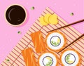 Sushi flat illustration food photography