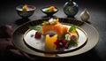 Sushi Delight: Colorful Assortment of Rolls and Sashimi on a Beautiful Serving Platter- ai generated