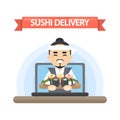 Sushi delivery logo.