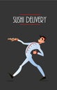 Sushi delivery vector poster. Sushi menu design.