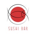 Sushi design logo, abstract fish tuna, Japanese national food Royalty Free Stock Photo