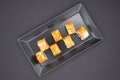 Modern Sushi Presentation on a Black Rectangular Plate Royalty Free Stock Photo