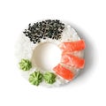Sushi doughnut, isolated on white Royalty Free Stock Photo