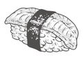 Sushi eel sticker vintage monochrome Royalty Free Stock Photo