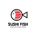 Sushi fish logo design vector template illustration. sushi restaurant, sushi bar, sashimi, Japanese food symbol icon Royalty Free Stock Photo