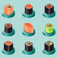 Sushi flat isomeric icons