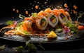 Sushi with Flying Vegetables and Meat\