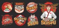Sushi food set colorful logotypes