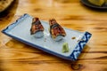sushi freshwater eel grilled. Japanese food for healthy. unagi sushi, premium sushi menu. image for background Royalty Free Stock Photo