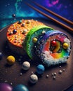 Sushi with galaxsy style Royalty Free Stock Photo