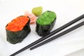 Sushi gunkan with caviar, tobiko. Japanese food Royalty Free Stock Photo