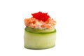 Sushi gunkan in cucumber isolated on white background