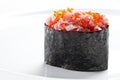 Sushi gunkan maki with tuna on a white background Royalty Free Stock Photo