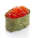 Sushi gunkan with red caviar. Tobico. Tobiko. Isolated Royalty Free Stock Photo